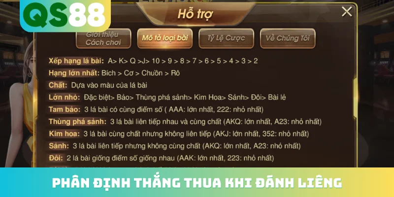 Phân định thắng thua khi đánh liêng
